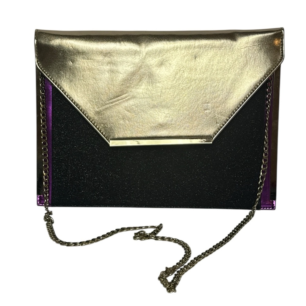 Aldo Gold and Black Women's Clutch Bag with purple.